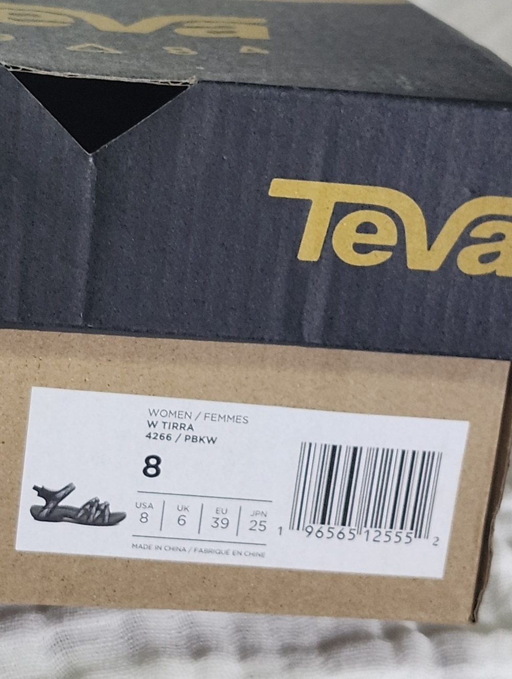 Teva Women's Tirra Size 8 Black Gray White Strappy Sandals - Water Shoes - Picture 3 of 10